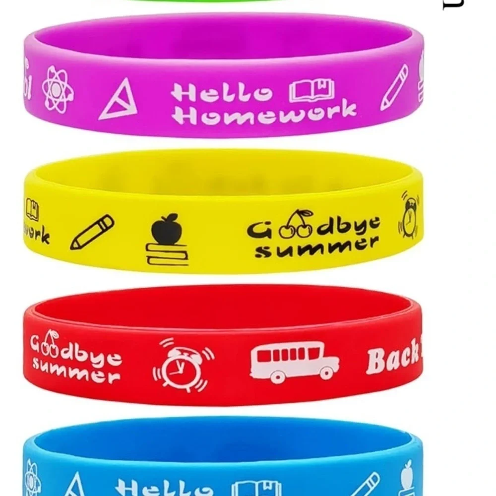 New 36-Pack Back to School Silicone Wristbands Party Favors – 6 Colors, 2 Styles